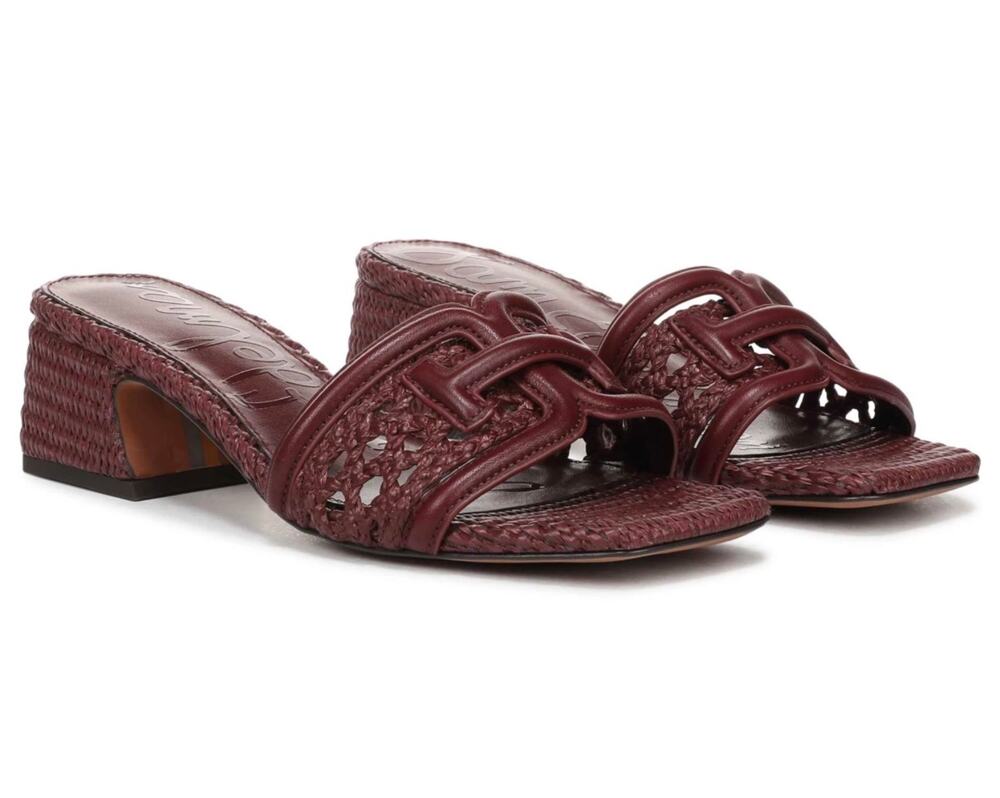 Sam Edelman Waylon Weave Slide Sandal in Brick Brown Leather 6.5